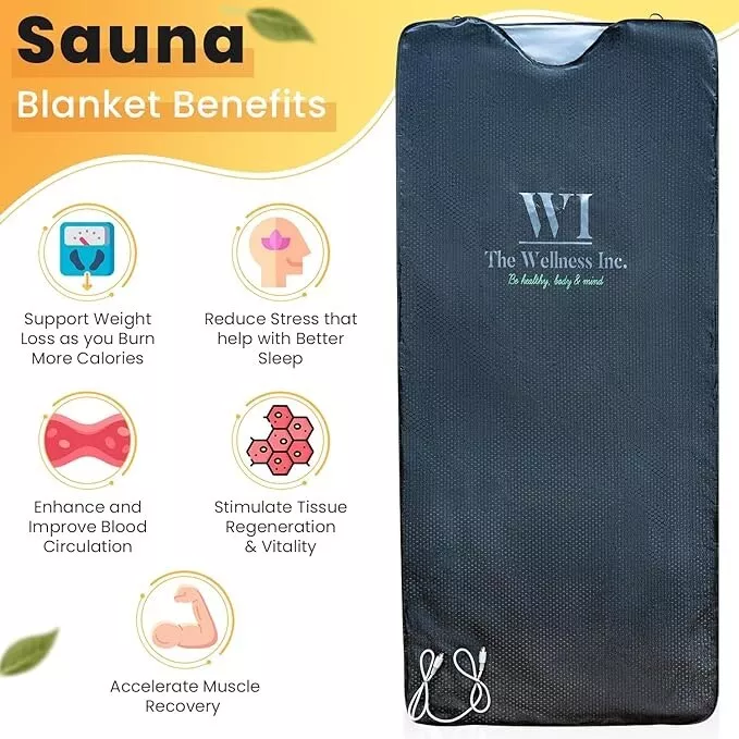 Portable Personal Sauna Blanket Odorless, Fireproof & Waterproof Material - Includes Wrap Up Towel & Carry Storage Bag